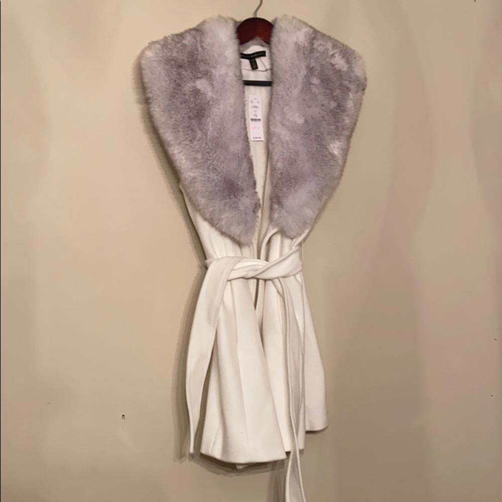 WHBM Faux Fur Wool Vest
